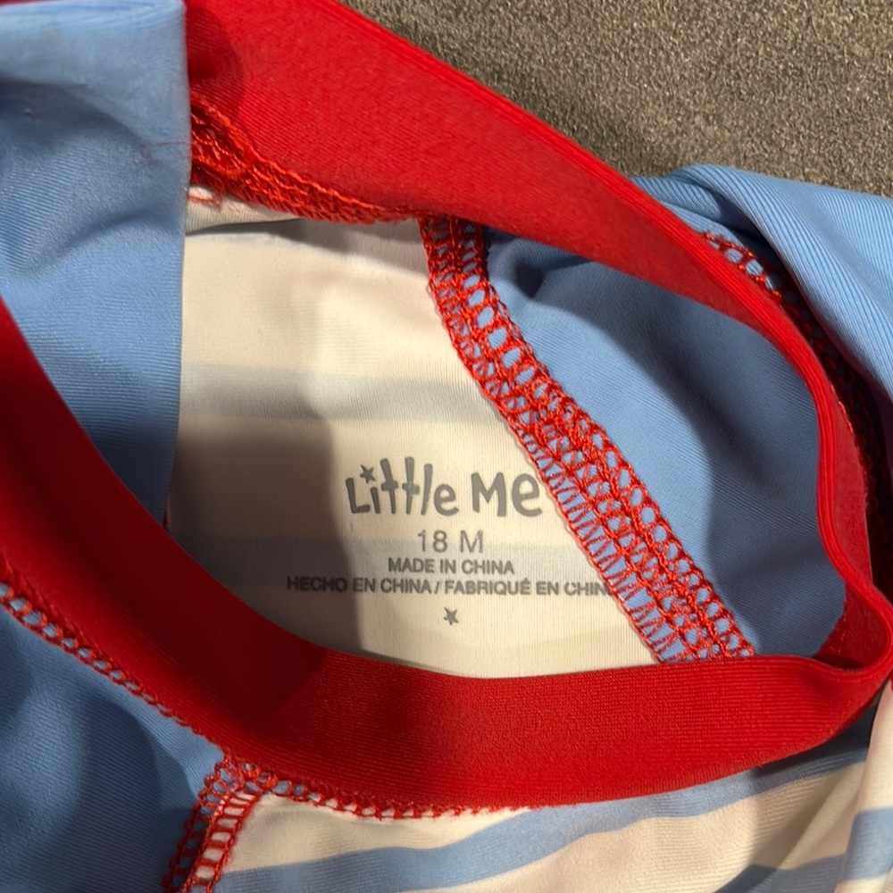 Little Me Blue and Red Rashguard with Crab Design - Picture 2 of 3
